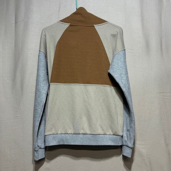 Hem & Thread Women's Colorblock Half Zip Pocket Pullover Sweatshirt Small - Picture 9 of 9